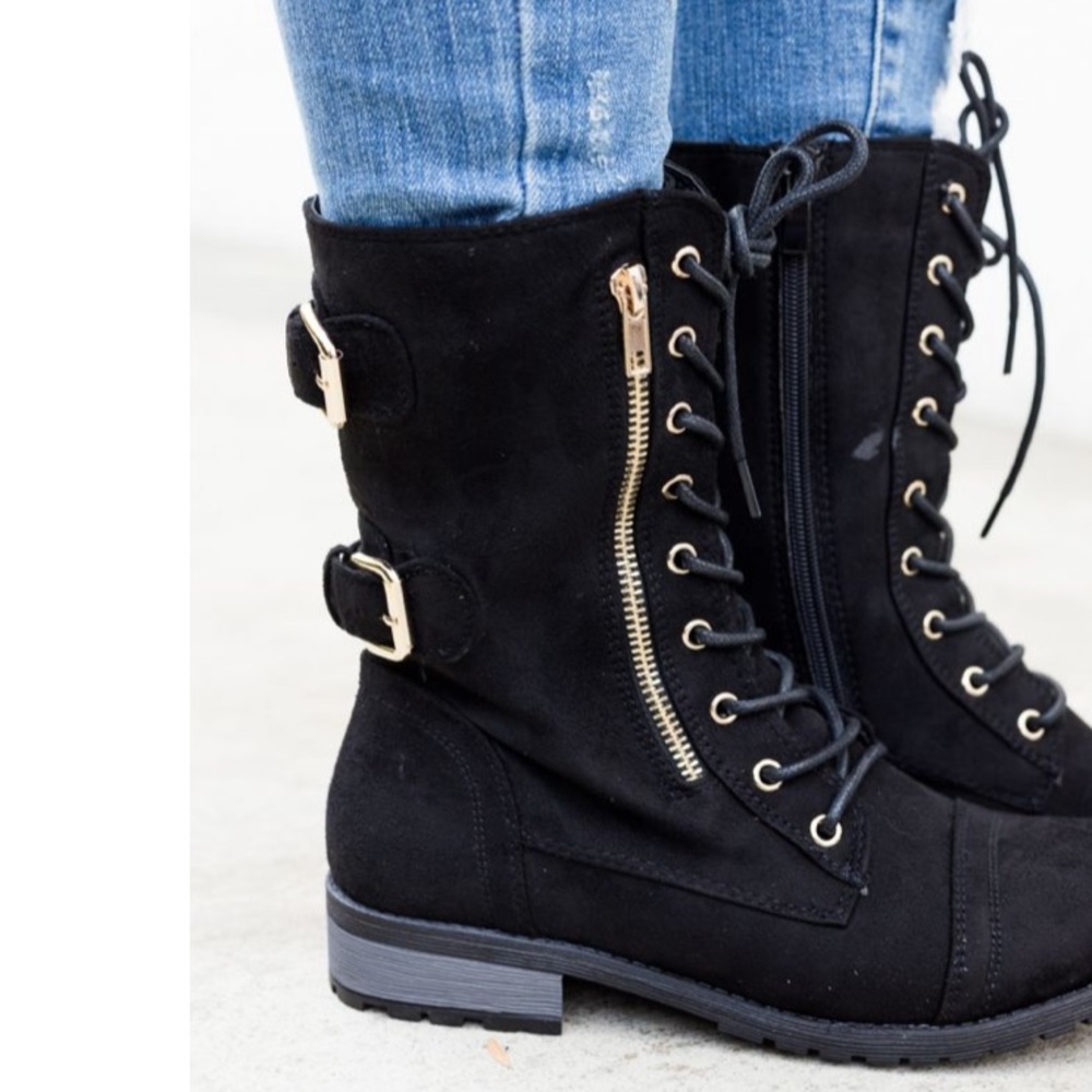 Fletch Buckled Military Combat Rugged Boot - Picture 3 of 3
